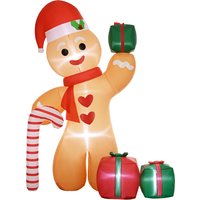 8FT Christmas Inflatable Gingerbread Man Candy Cane Three Gift Bags Christmas Blow Up Outdoor Garden Party Aosom UK