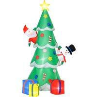 7ft Tall Christmas Inflatable Tree LED Lighted Santa Claus Snowman Gift Box Home Indoor Outdoor Garden Lawn Decoration Party Prop