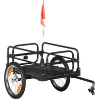 HOMCOM Remorque chariot pliable pour vélo en acier roues 16 pouces charge max. 40 kg avec barre d'attelage universelle