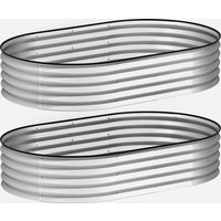 Outsunny Lot de 2 jardinières surélevées galvanisées en acier kit de lits de jardin bordure cao