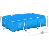 Steel Frame Pool w Filter Pump Filter Cartridge Rust & Reinforced Sidewalls Resistant Above Ground Pool 315 x 225 x 75cm Aosom UK