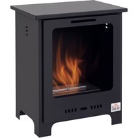 HOMCOM Cheminée bioéthanol sur Pieds brûleur 1,5 L, 3h de durée de combustion Style néo-rétro poêle dim. 40L x 30l x 50H cm Couverture 20-25 m² Noir