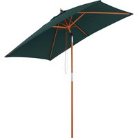 Outsunny Parasol rectangulaire inclinable bois polyester haute densité 2L x 1,5l x 2,3H m vert foncé