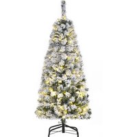 HOMCOM 4 Feet Prelit Artificial Snow Flocked Christmas Tree with Warm White LED Light, Holiday Home Xmas Decoration, Green White | Aosom Ireland