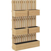 Outsunny Jardinière murale potager avec 5 bacs treillis en bois massif amovibles 60 x 16 x 100