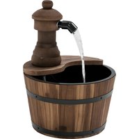 Outsunny Fontaine de jardin tonneau fontaine décorative en cascade circuit fermé pompe à eau submersible incluse Ø 27 x 37H cm bois de pin marron