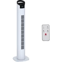 HOMCOM Ventilateur colonne tour oscillant 50 W silencieux télécommande incluse minuterie 3 modes 3 vitesses blanc noir