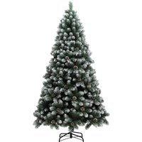 7ft Artificial Pine Christmas Tree 1152 Branch Tips Steel Base Realistic Hinged Tree Pinecones Aosom UK