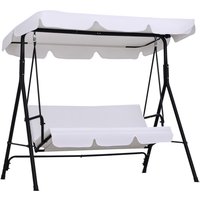 Outsunny Balancelle de Jardin 3 Places Toit Imperméabilisé Inclinaison Réglable Acier 172 x 110 x 152 cm Blanc Aosom France
