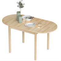 HOMCOM Table de salle à manger pliante ovale en bois massif 2 abattants peu encombrante 140L x 70l x 75H cm