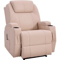 HOMCOM Fauteuil Massant et Relaxant avec Dossier Inclinable, Repose-Pied, Électrique Revêtement Synthétique, Crème Aosom France