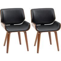 HOMCOM Lot de 2 chaises de salle à manger style vintage assise revêtement synthétique 53l x 54P x 81H cm noir marron