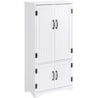 HOMCOM Accent Floor Storage Cabinet Kitchen Pantry with Adjustable Shelves and 2 Lower Doors, White Aosom UK