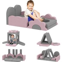 AIYAPLAY Set di 12 blocchi di schiuma per arrampicare, costruire, strisciare, tappetini da gioco in schiuma con cordura, Grigio+Rosa Aosom Italy