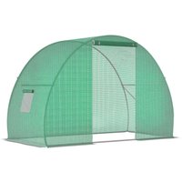 Outsunny Serre de Jardin serre tunnel surface Sol 4,5 m² dim. 3L x 1,5l x 2H m Porte zippée 2 fenêtres enroulables Vert