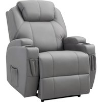 HOMCOM Fauteuil Relax et Massant Électrique Luxe - Inclinaison Dossier, Repose-Pied, Revêtement synthétique, Gris Aosom France