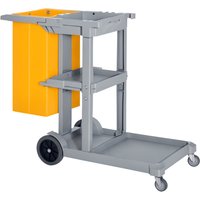Homcom Chariot-Poubelle Chariot de Nettoyage Professionnel 3 Plateaux Sac Grande Résistance Fourni Jaune Gris aosom france