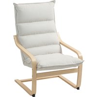 HOMCOM Fauteuil salon fauteuil de loisirs moderne fauteuil chambre avec accoudoirs incurvés, coussins, 67 x 83 x 105 cm, crème