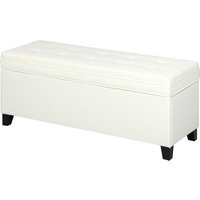 HOMCOM Banc de rangement 112L banquette bout de lit en tissu de lin, siège capitonné, 120 x 40 x 48 cm, crème