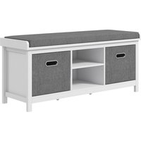 HOMCOM Banc à Chaussures avec Étagère Réglable à 3 Niveaux et 2 Tiroirs, en Aggloméré, 105x35x47 cm, Blanc et Gris