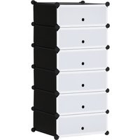 Homcom Rangement Modulable 6 Cubes Noir et Blanc Empilables pour Chaussures Entrée Dressing Aosom France
