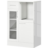 HOMCOM Buffet Moderne avec Armoires et Tiroir en Bois et Verre, 60x40x95cm, Blanc