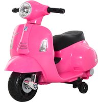 HOMCOM Moto Électrique pour Enfants 6V avec Licence Officielle Vespa Batterie, Mini Moto Électrique pour Enfants de 18-36 Mois avec Phares et Klaxon, 66,5x38x52cm, Rose