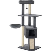 PawHut Centre d'Activités Luxueux pour Chat Gris avec Griffoirs, Jeux et Niches Aosom France