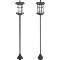 Outsunny 2 Lampadaires Solaires Extérieur avec Panneau Solaire Allumage Automatique et Cadre en Acier Inoxydable Étanche IP44 Noir