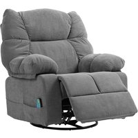 HOMCOM Fauteuil relaxant avec fonction de massage, fonction d'inclinaison, fauteuil de massage pivotant, 4 poches latérales et télécommande, Gris foncé