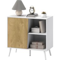 HOMCOM Credenza Moderne avec Placard et Compartiment de Rangement, en Bois, 80x39x76 cm, Blanc