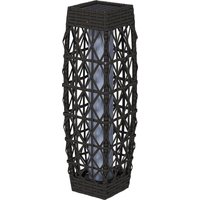 Outsunny Lampe Extérieure en Rotin, Lampe de Jardin Solaire, Détecteur de Lumière Automatique, LED, résistante aux intempéries, Cadre en métal, 20 x 20 x 68cm, Gris