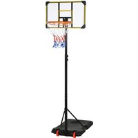 SPORTNOW Panier de Basket pour Adultes, Hauteur Réglable 2,1-2,4 m, Roues et Base Remplissable, Jaune