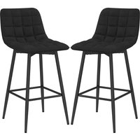 HOMCOM Set 2 Tabourets de Cuisine Style Nordique en Tissu Effet Velours et Métal, 45x47x84 cm, Noir