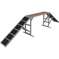 PawHut Rampe d'agilité pour chien, équipement d'agilité pour chiens, barres de sécurité surface antidérapante 325x55x69cm gris