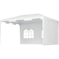 Outsunny Tonnelle de Jardin 395x295x255 cm Cenador Démontable Extérieur avec 2 Panneaux Latéraux 2 Fenêtres Anti-UV pour Terrasse Patio Blanc