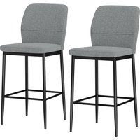 HOMCOM Set 2 Tabourets de Bar en Velours Modernes avec Repose-Pieds et Dossier, 41x52x97 cm, Gr