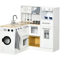 HOMCOM Cuisine Jouet 2 Pièces pour Enfants 3-6 Ans avec Ustensiles de Cuisine, Lumières et Effets Sonores, en MDF et PP