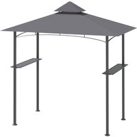 Outsunny Grillpavillon Tente de Jardin Pavillon de Grill avec Tablettes Double Toit Ignifuge Gris 245 x 148 x 252 cm