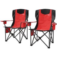 Outsunny Set 2 Chaises de Camping Pliantes avec Sac Isotherme, Porte-Gobelet et 2 Poches, 94x62x100 cm, Rouge