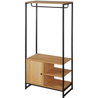 HOMCOM Portemanteau en Acier et Bois de Style Industriel avec Porte-Chaussures et Etagères, 80x40x180cm