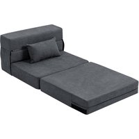 HOMCOM Canapé de sol, canapé rembourré, convertible en matelas, mousse, coussin, Gris foncé