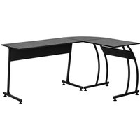 HOMCOM Bureau d'angle ordinateur table en forme de L grand plateau design moderne panneaux de particules et métal 112 5 x 152 x 74 cm noir