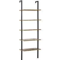 HOMCOM Bibliothèque à Échelle avec 5 Étagères en Style Industriel en Bois et Métal, 60x30x184,5cm, Marron