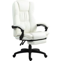 Vinsetto Chaise de Bureau Inclinable avec Repose-Pieds, Appuie-tête, Fonction de Massage, Similicuir, 68,5x68,5x113-121cm, Creme