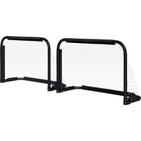HOMCOM Ensemble de but de football, 2 mini buts pliables, cadre en métal, incl. outils, 90 x 36 x 60 cm, Noir
