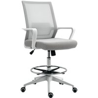 Vinsetto Fauteuil de bureau ergonomique, régalable, avec roulettes, bureau, confort bureau blanc, gris incl. avec repose-pieds Aosom France