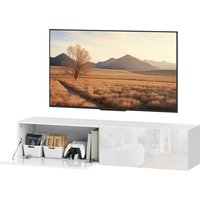 HOMCOM Meuble TV mural, table TV flottante avec beaucoup d'espace de rangement, panneau de particules, Blanc