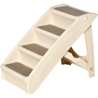 PawHut Escalier pour Chiens Pliable avec 4 Marches Antidérapantes pour Animaux Jusqu'à 10kg, Beige