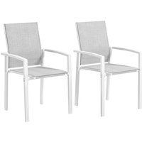 Outsunny Lot de 2 chaises de jardin d'extérieur empilables avec tissu respirant accoudoirs et dossier 56x58x89 cm Gris clair